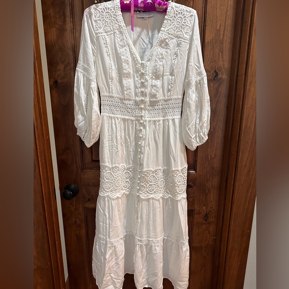 Crochet Embroidered Boho Maxi Dress - Picture 2 of 10